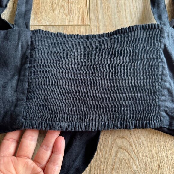 Anthropologie Maeve Black 100% Linen Tie Front Summer Boho Crop Bra Top Size 2X - Picture 6 of 12
